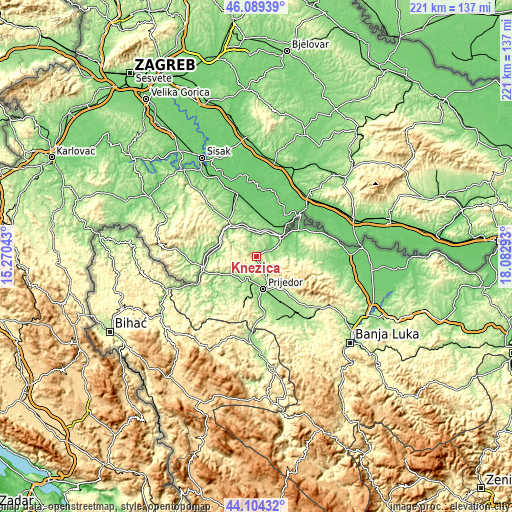 Topographic map of Knežica