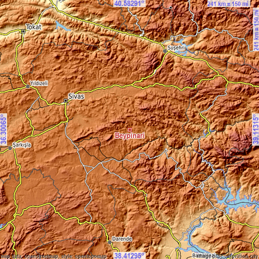 Topographic map of Beypınarı