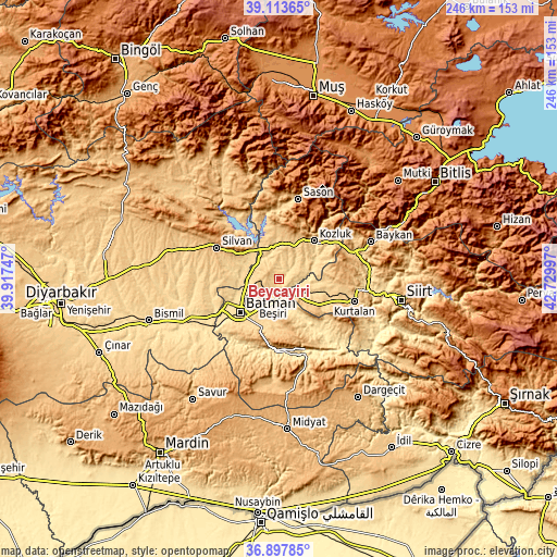 Topographic map of Beyçayırı