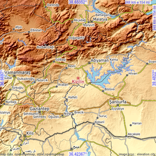 Topographic map of Kızılin