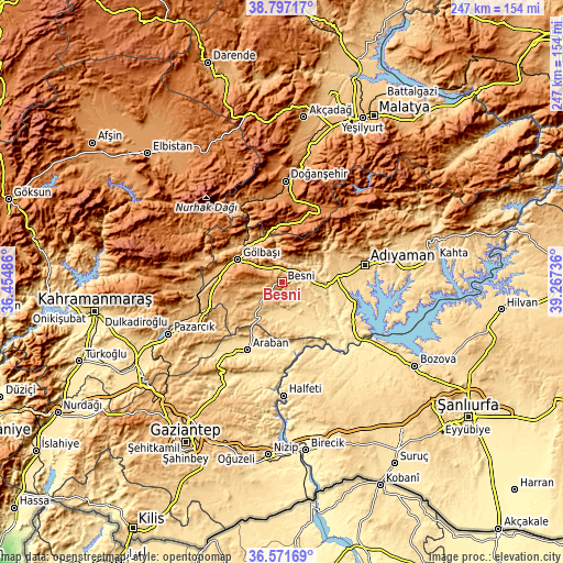 Topographic map of Besni