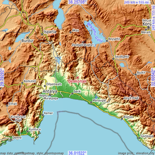 Topographic map of Beşkonak