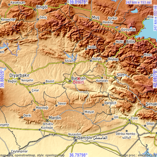 Topographic map of Beşiri