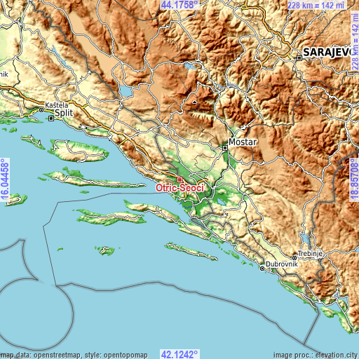 Topographic map of Otrić-Seoci