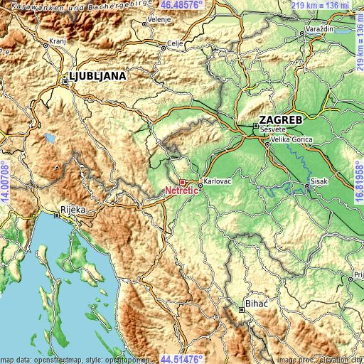 Topographic map of Netretić