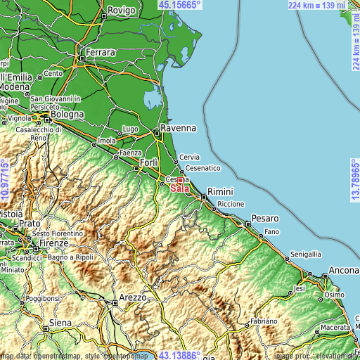Topographic map of Sala
