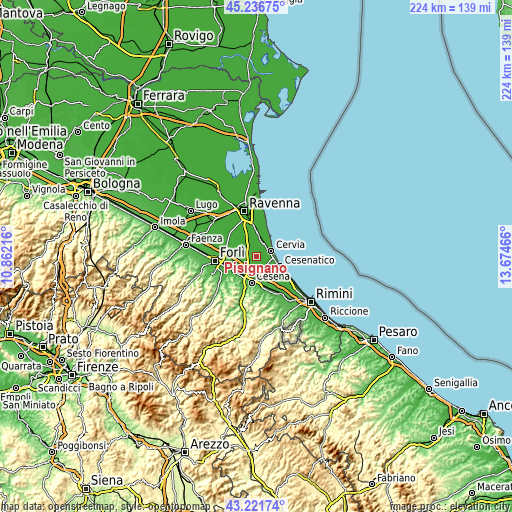 Topographic map of Pisignano