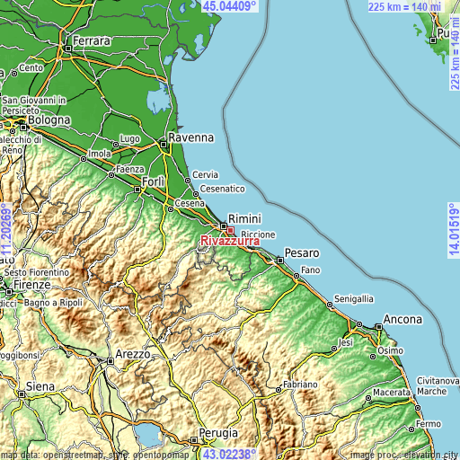 Topographic map of Rivazzurra