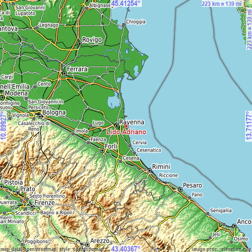 Topographic map of Lido Adriano