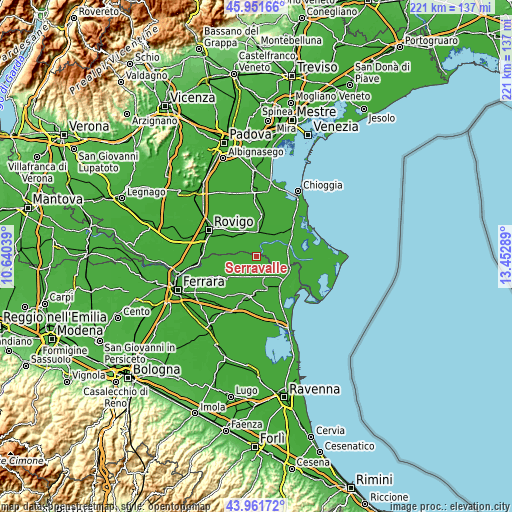 Topographic map of Serravalle