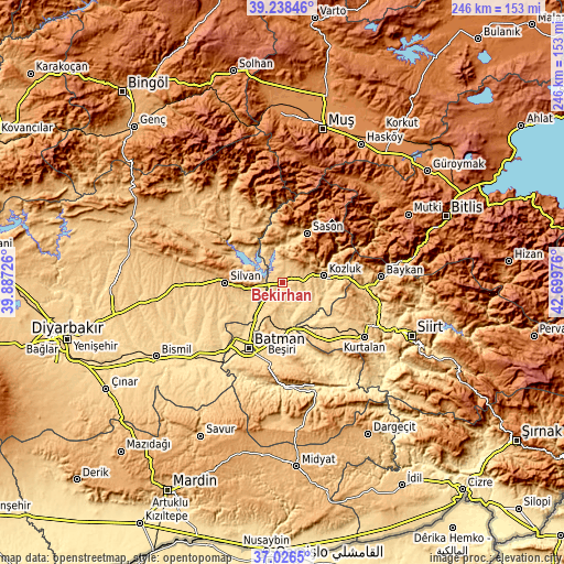 Topographic map of Bekirhan