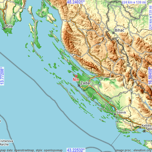 Topographic map of Nin