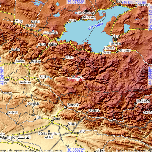 Topographic map of Beğendik