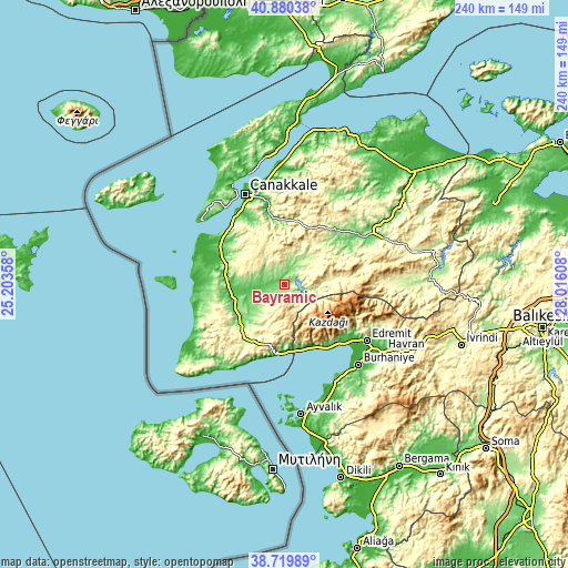 Topographic map of Bayramiç