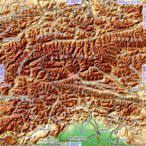 Topographic map of Thurn