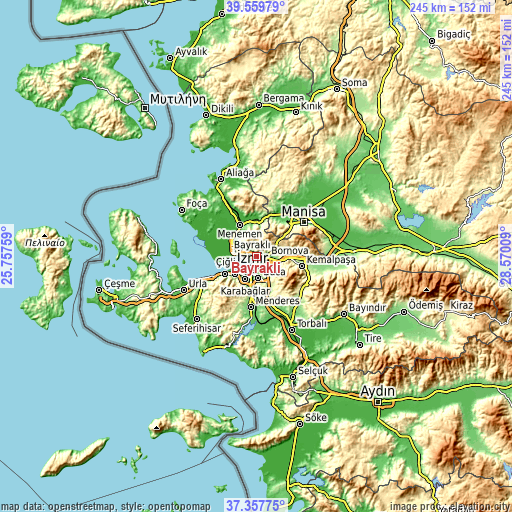 Topographic map of Bayraklı