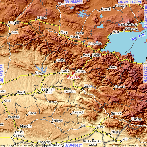 Topographic map of Baykan