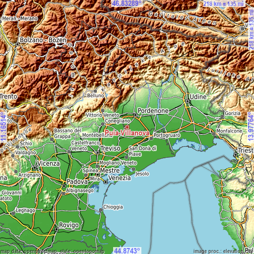 Topographic map of Puia-Villanova