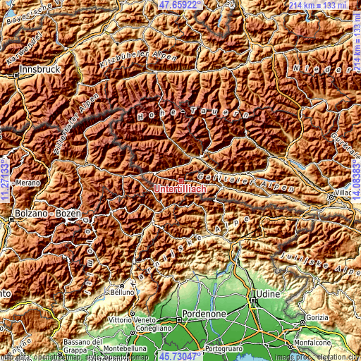 Topographic map of Untertilliach