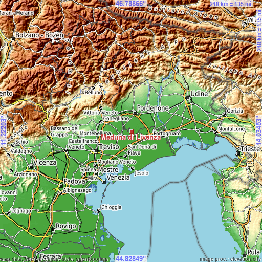 Topographic map of Meduna di Livenza