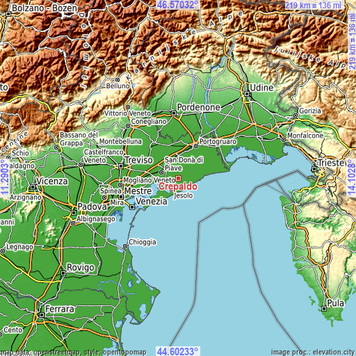 Topographic map of Crepaldo