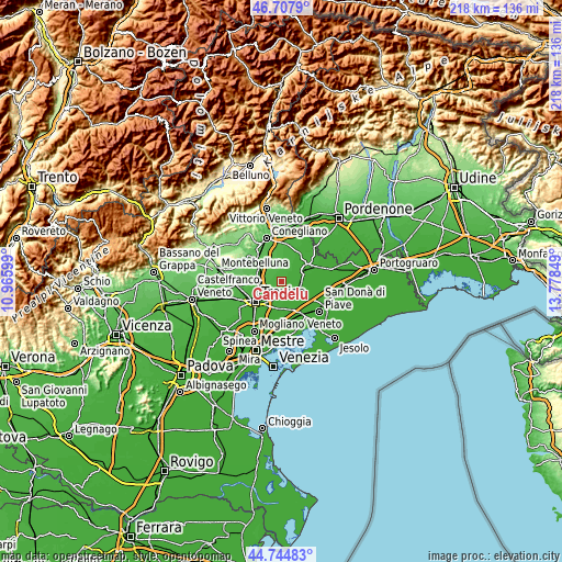 Topographic map of Candelù