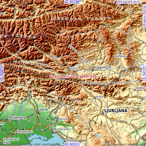 Topographic map of Finkenstein am Faaker See