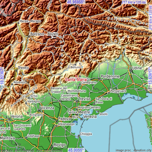 Topographic map of Santa Maria