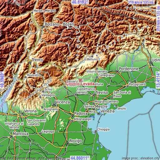 Topographic map of Covolo-Levada