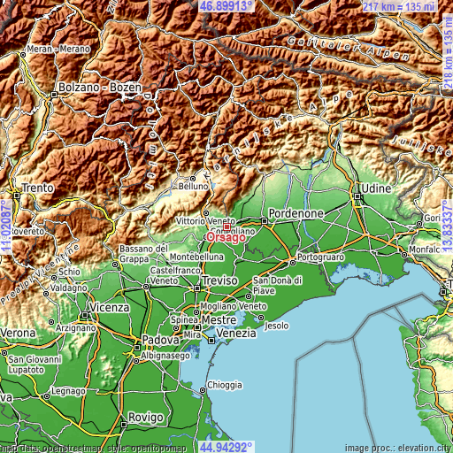 Topographic map of Orsago