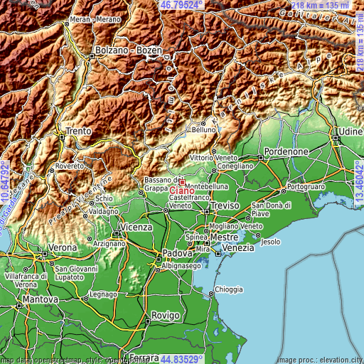 Topographic map of Ciano