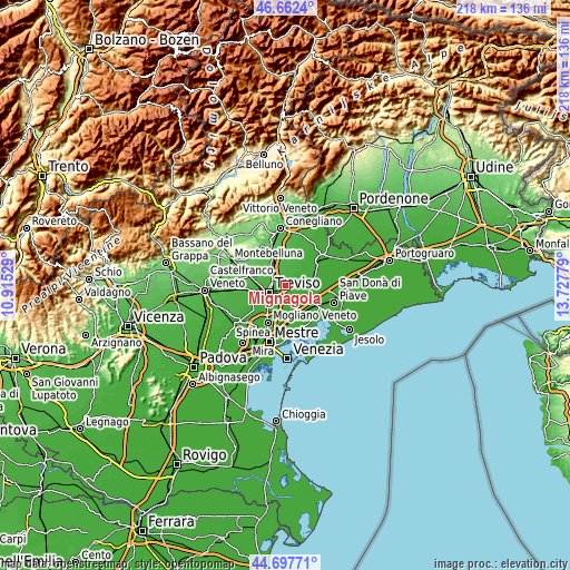 Topographic map of Mignagola