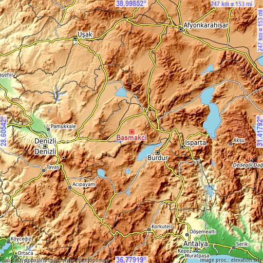 Topographic map of Başmakçı
