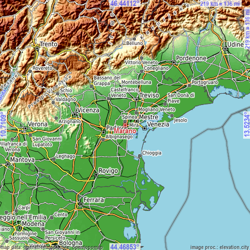 Topographic map of Marano