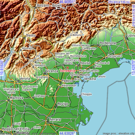 Topographic map of Torreselle