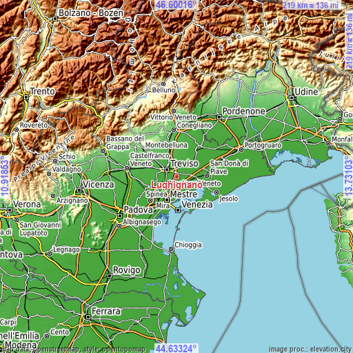 Topographic map of Lughignano