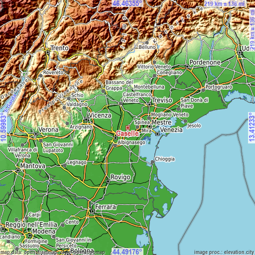 Topographic map of Caselle