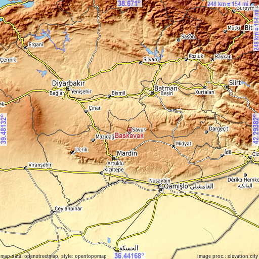 Topographic map of Başkavak