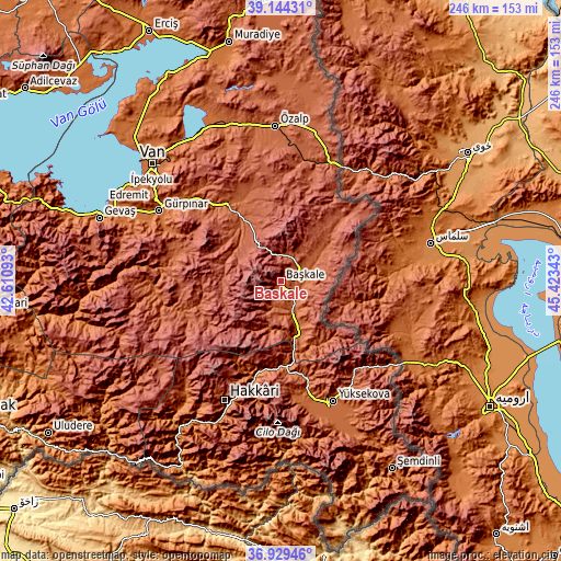 Topographic map of Başkale