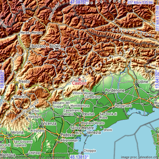 Topographic map of Castion