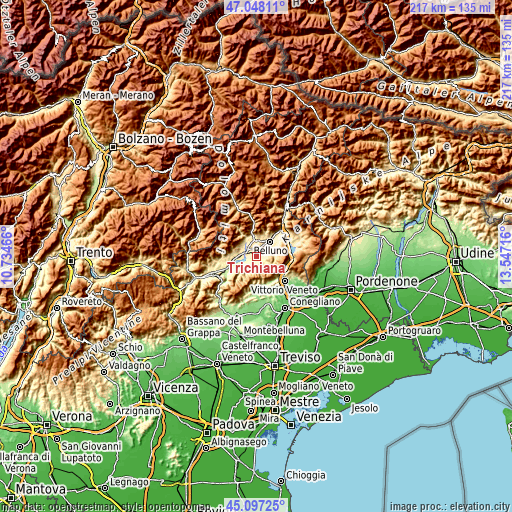 Topographic map of Trichiana