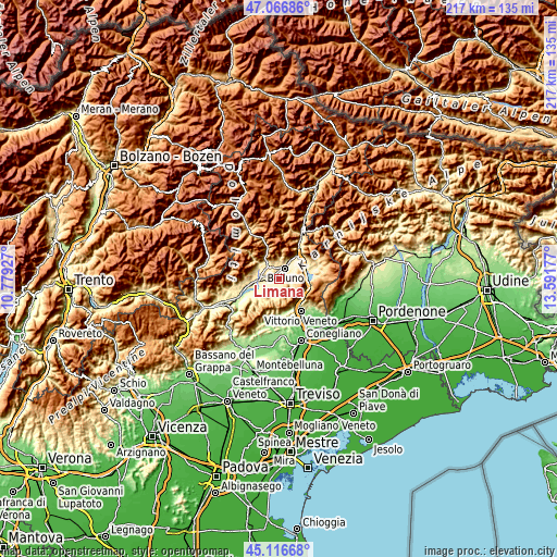 Topographic map of Limana