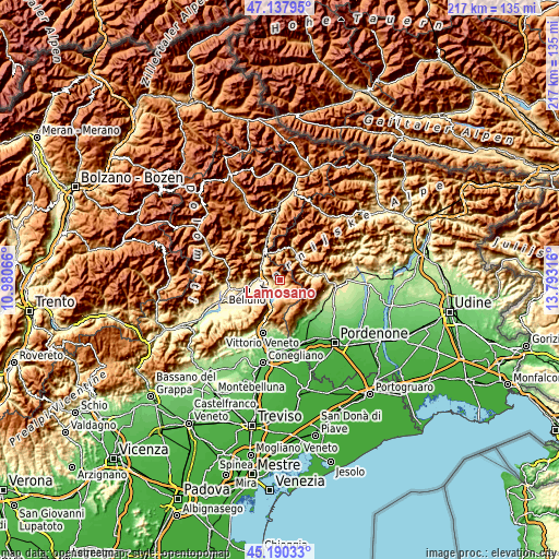 Topographic map of Lamosano