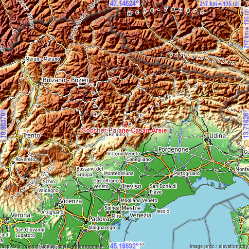 Topographic map of Soccher-Paiane-Casan-Arsie