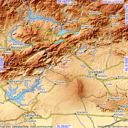 Topographic map of Yoğun