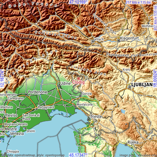 Topographic map of Clodig