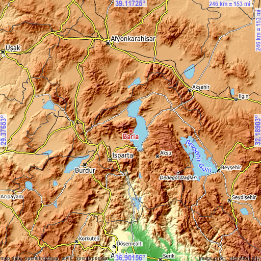 Topographic map of Barla