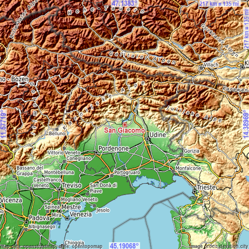 Topographic map of San Giacomo