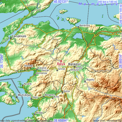 Topographic map of Balya