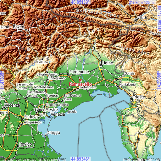 Topographic map of Ramuscello